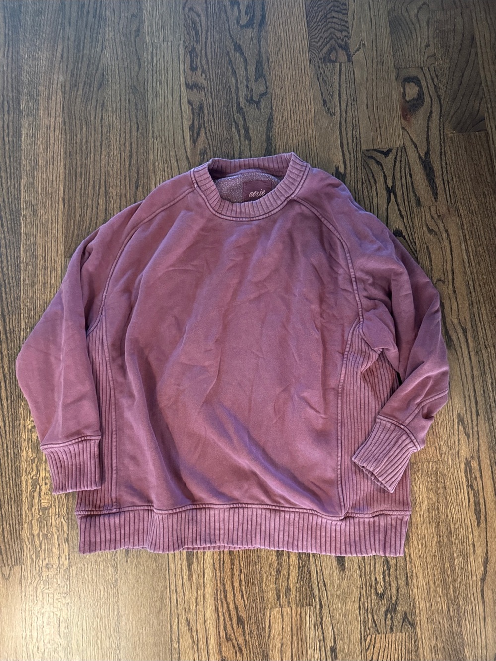 Aerie Vintage wash sweatshirt size small burgundy oversized fit